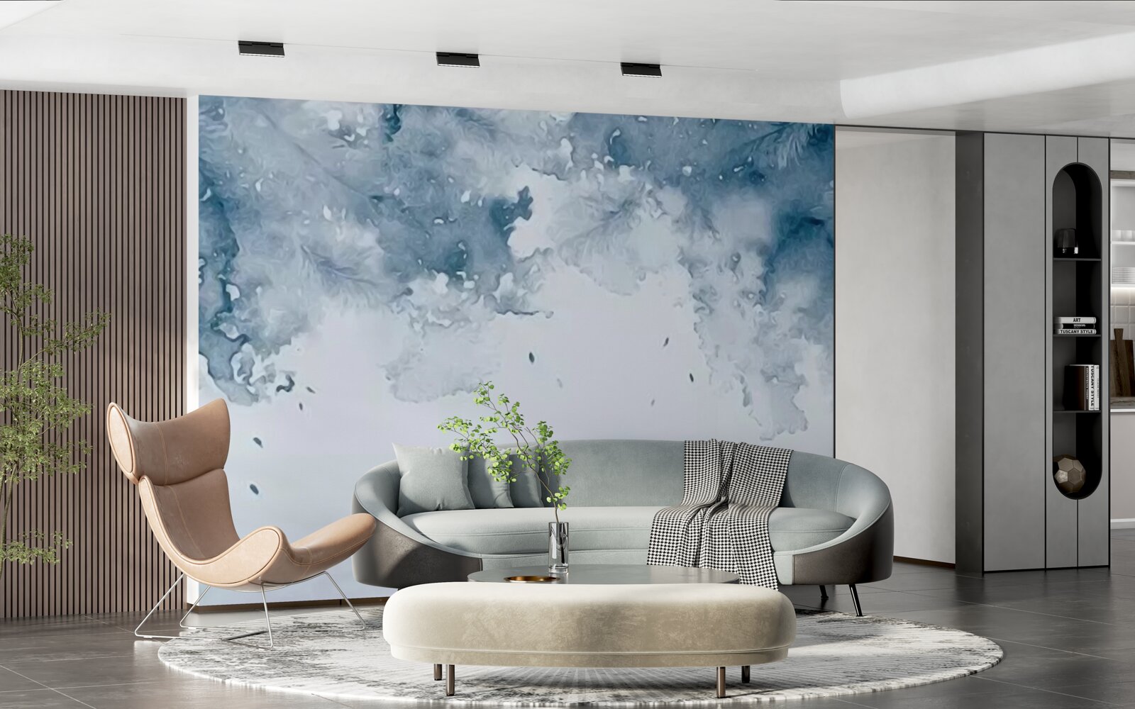 Papier peint mur bleu