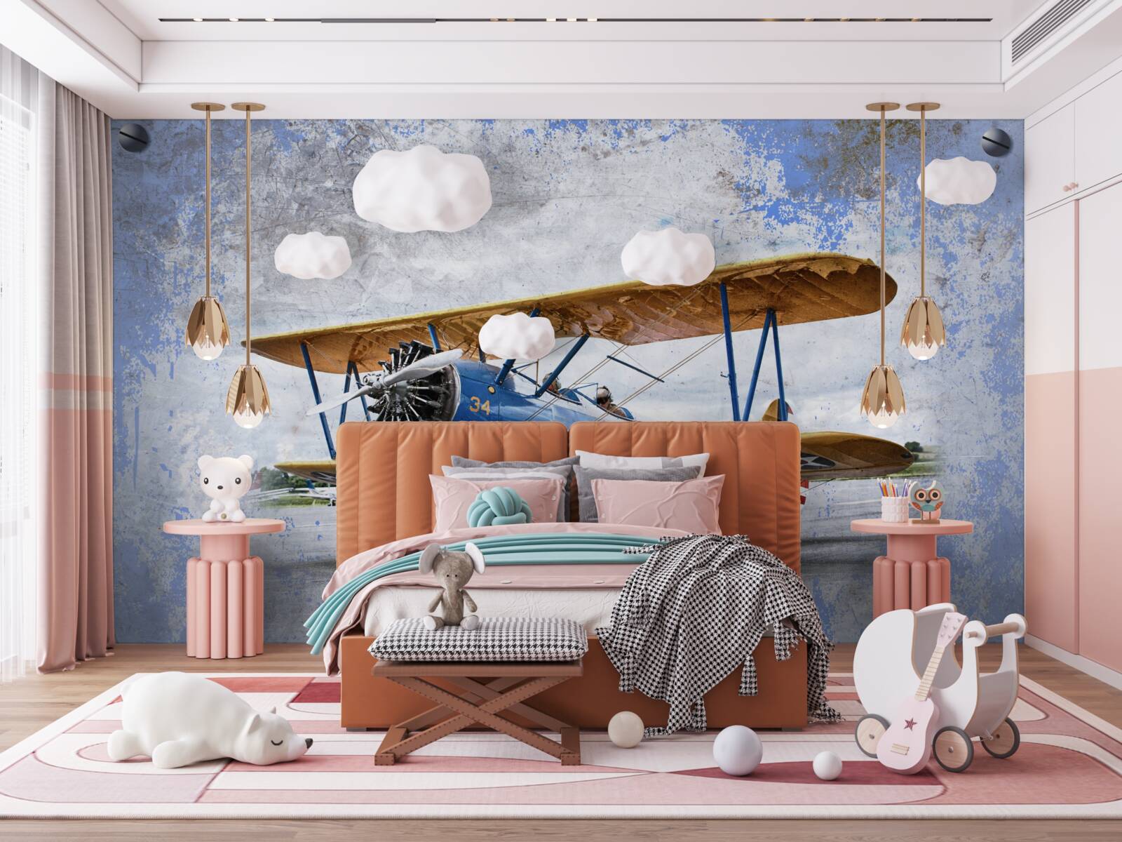 Papier peint aéroplane, avion et biplan