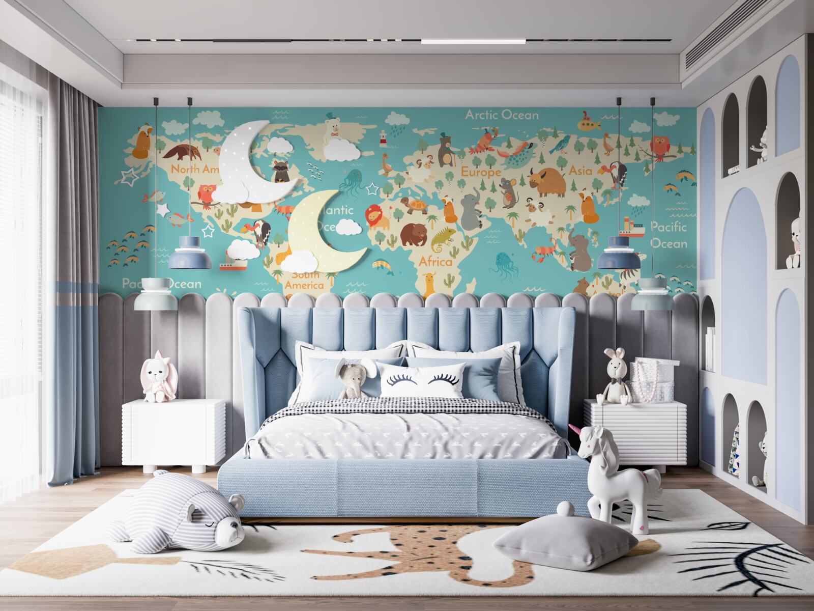 Papier peint carte d'ombre turquoise