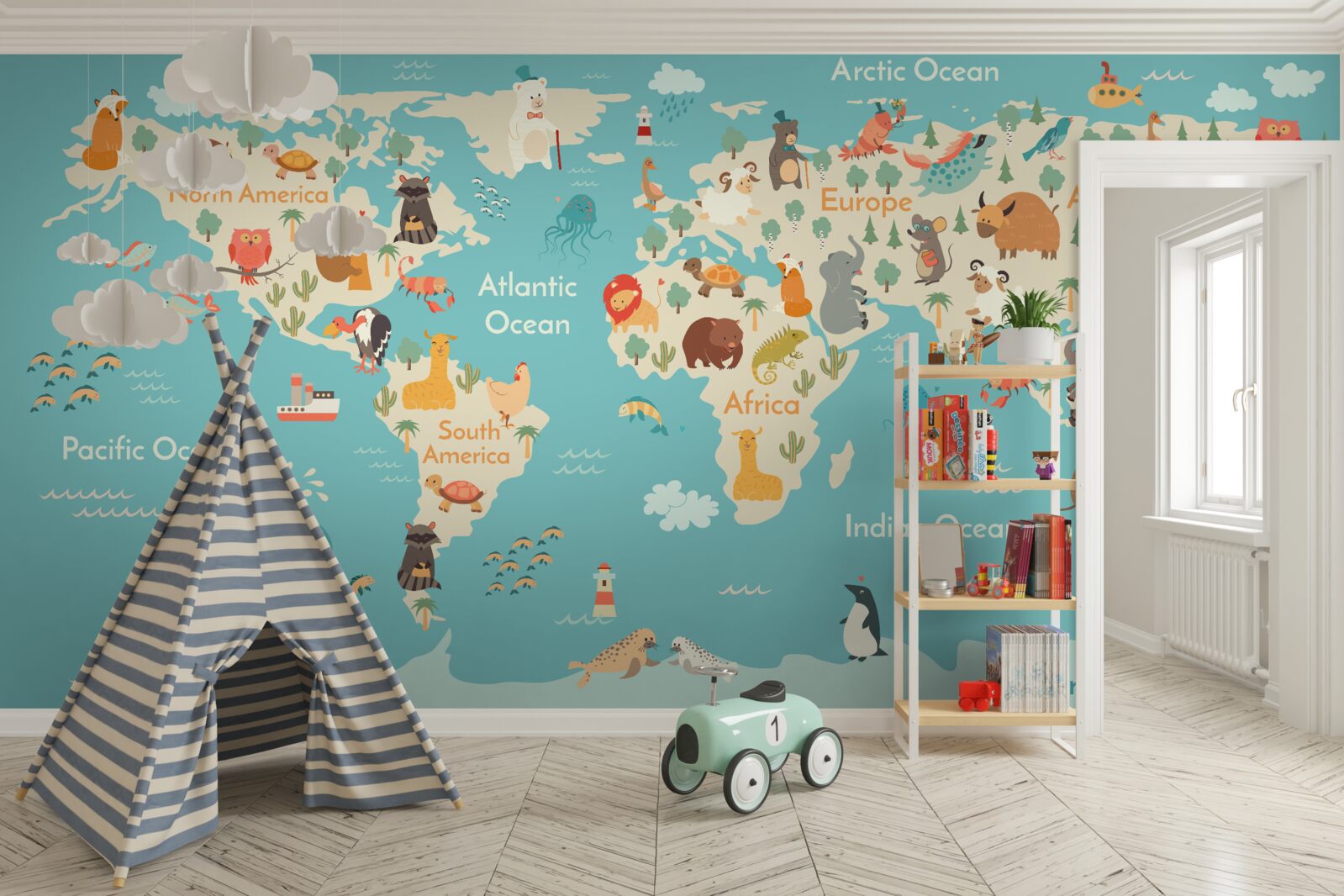 Papier peint carte d'ombre turquoise