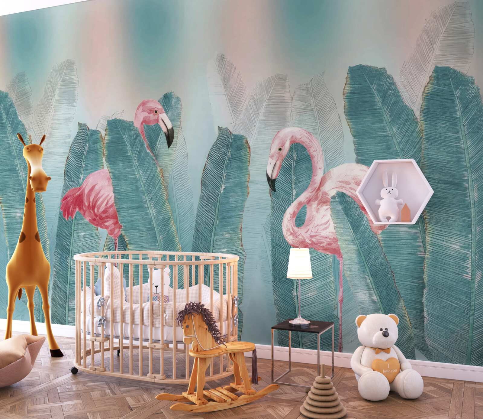 Papier peint flamant rose