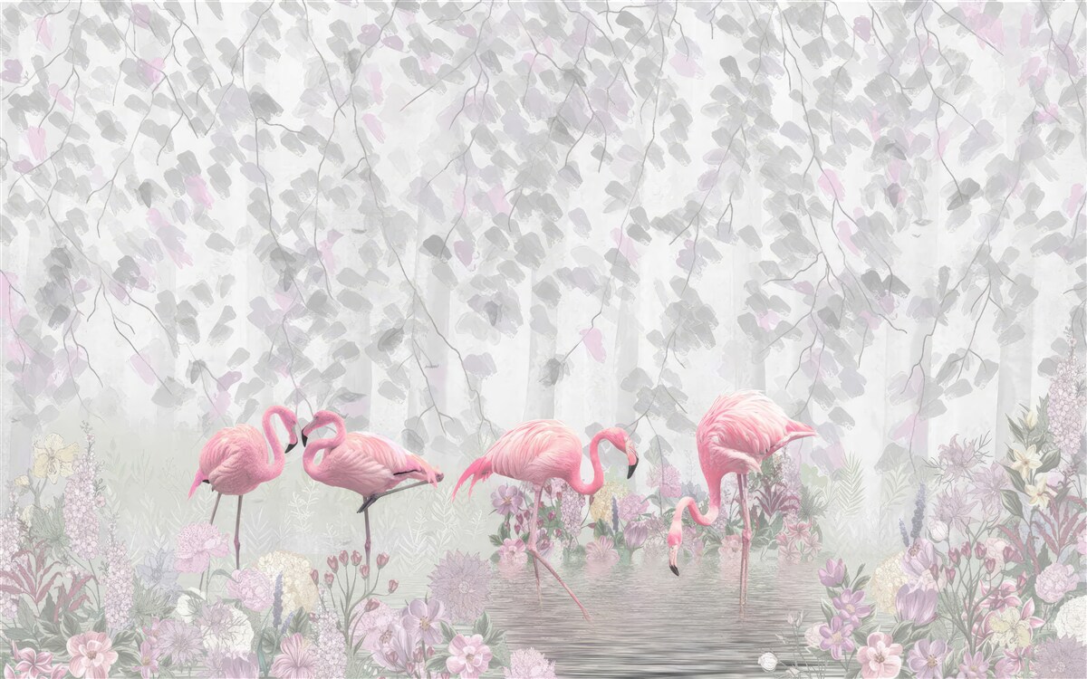Papier peint flamant rose