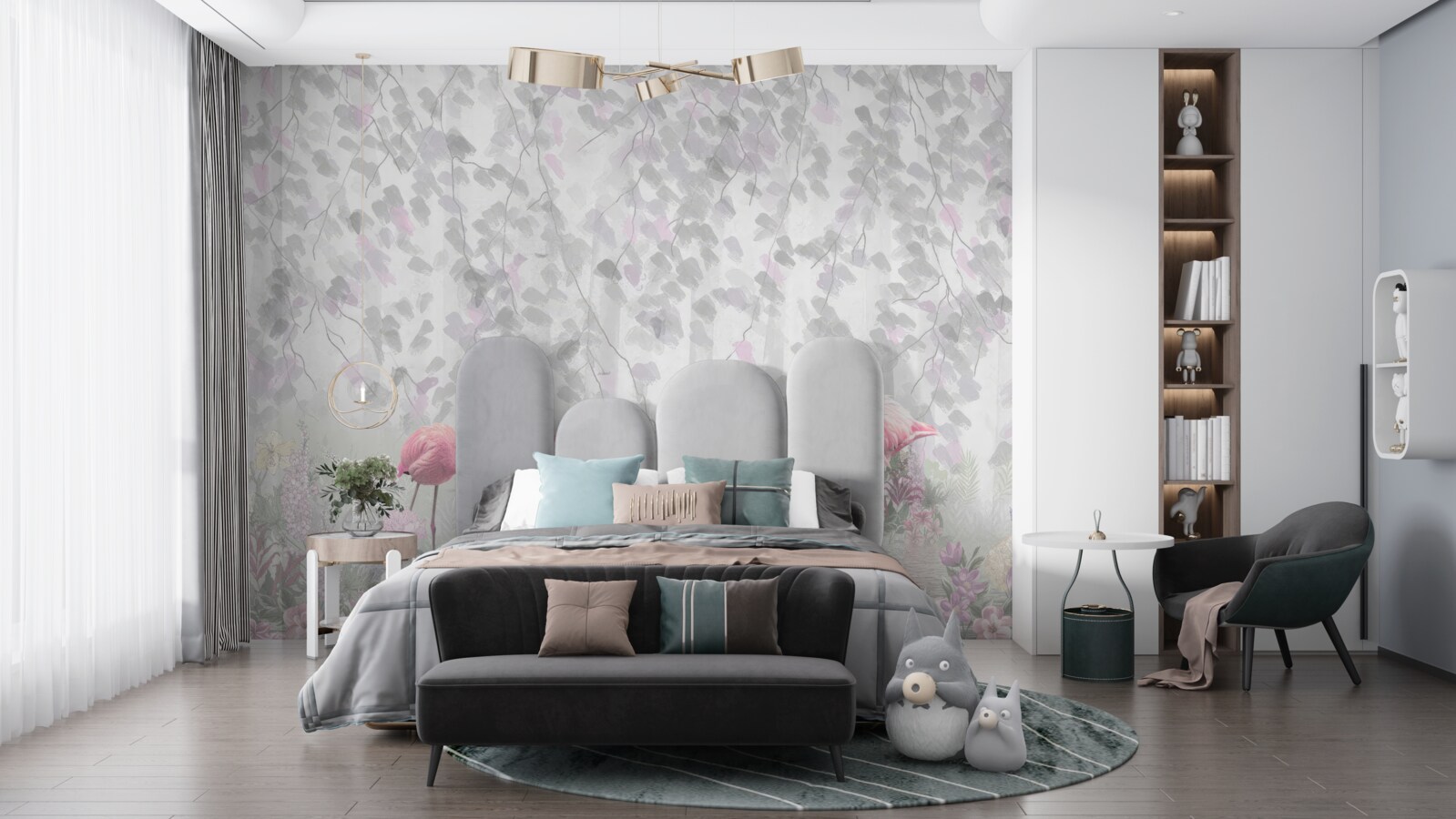 Papier peint flamant rose
