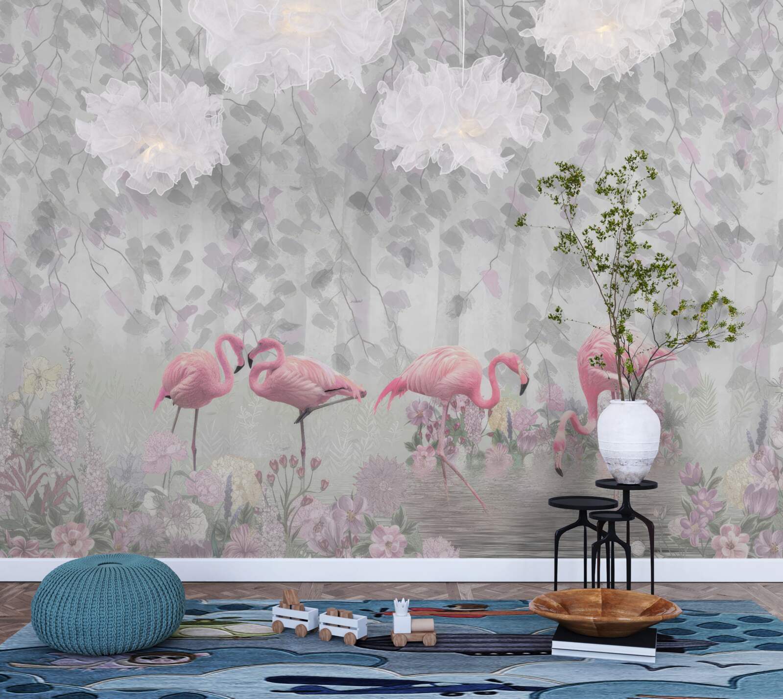 Papier peint flamant rose