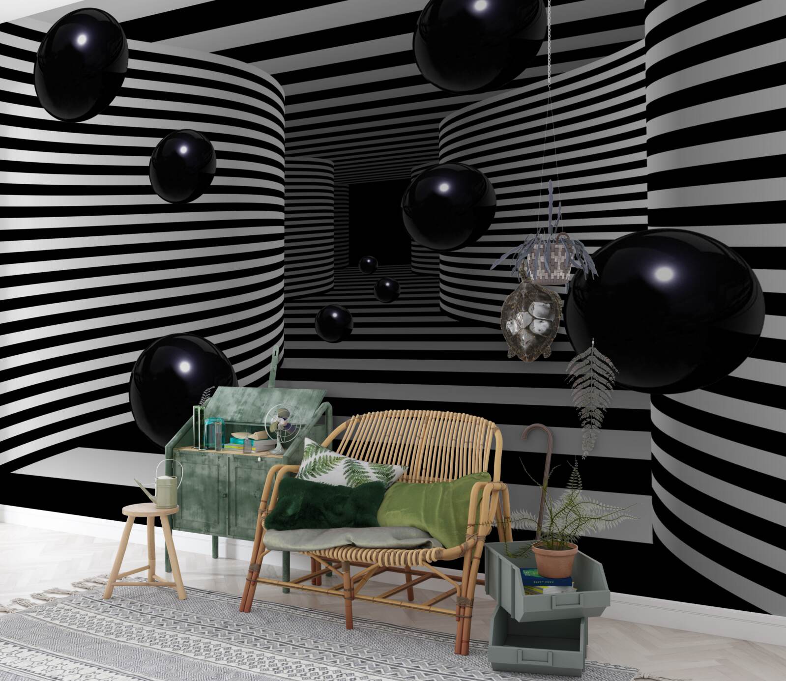 Papier peint boules noires de l'espace