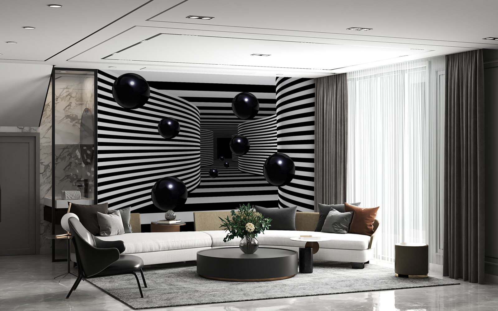 Papier peint boules noires de l'espace