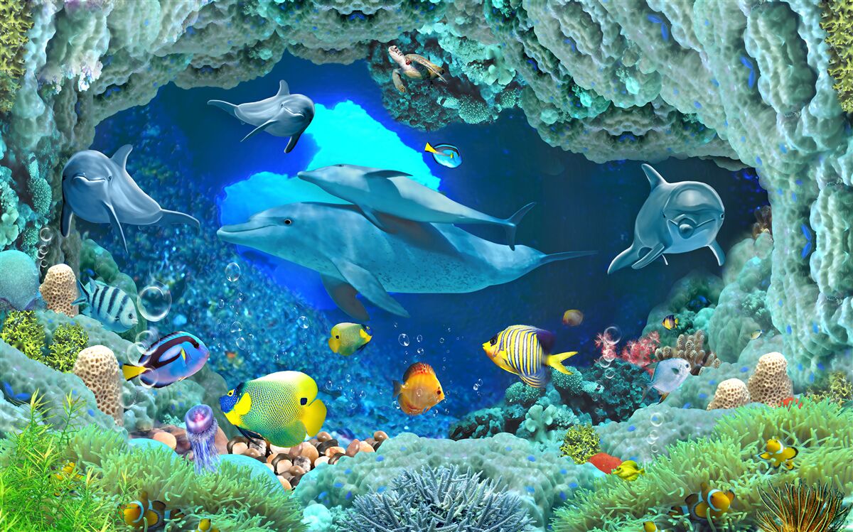 Papier peint aquariums muraux et d'eau douce