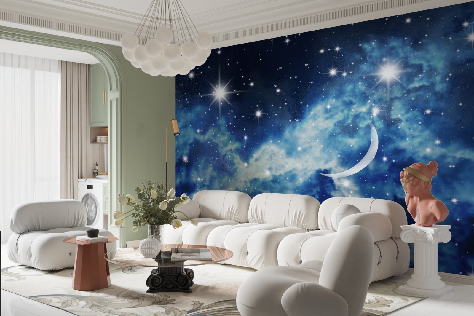 Papier peint scénario de plafond avec ciel pour la chambre à coucher