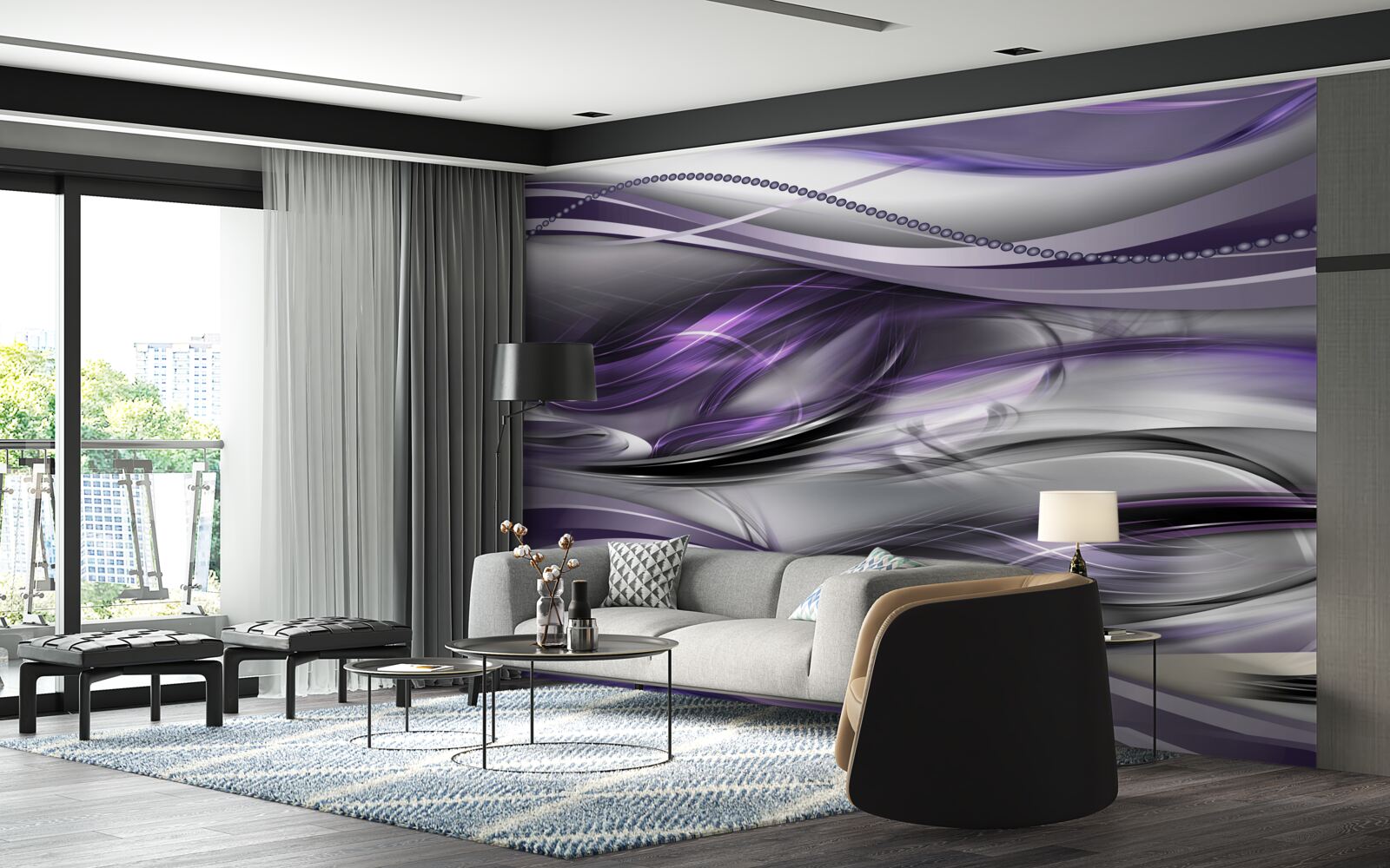 Papier peint image abstraite violette