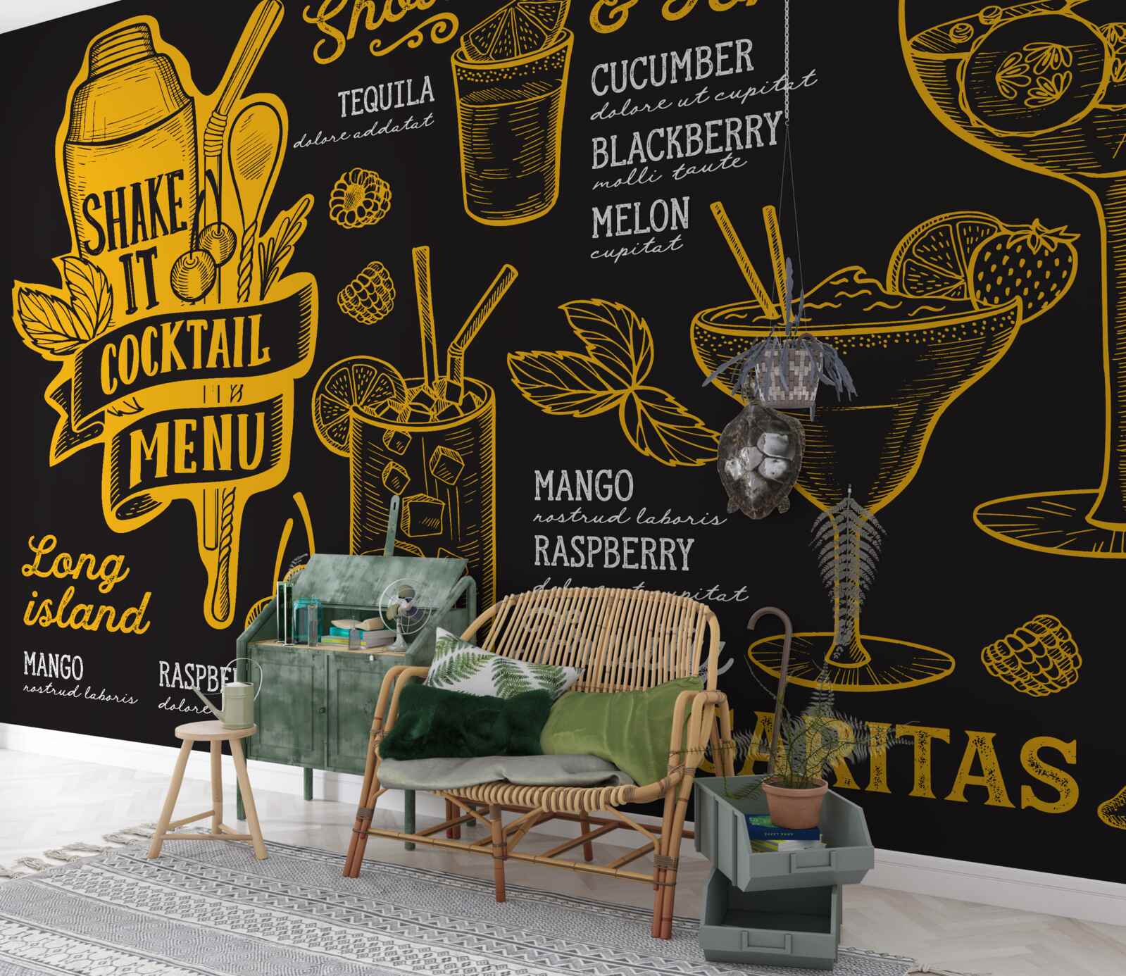 Papier peint carte des cocktails
