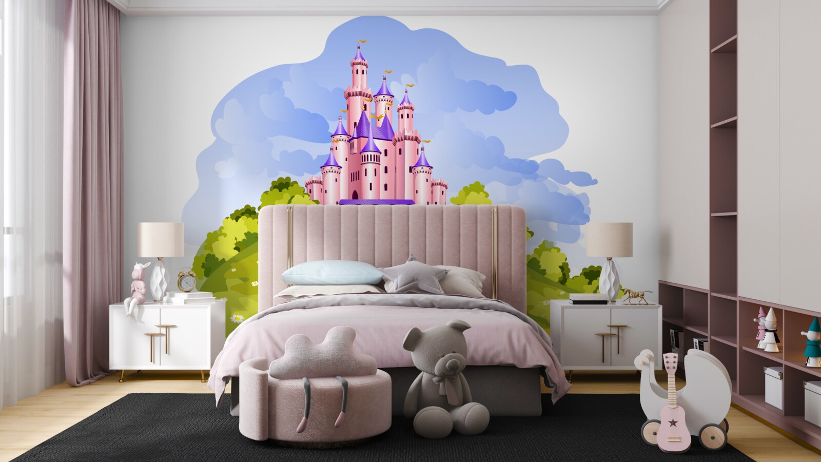 Papier peint le château est rose