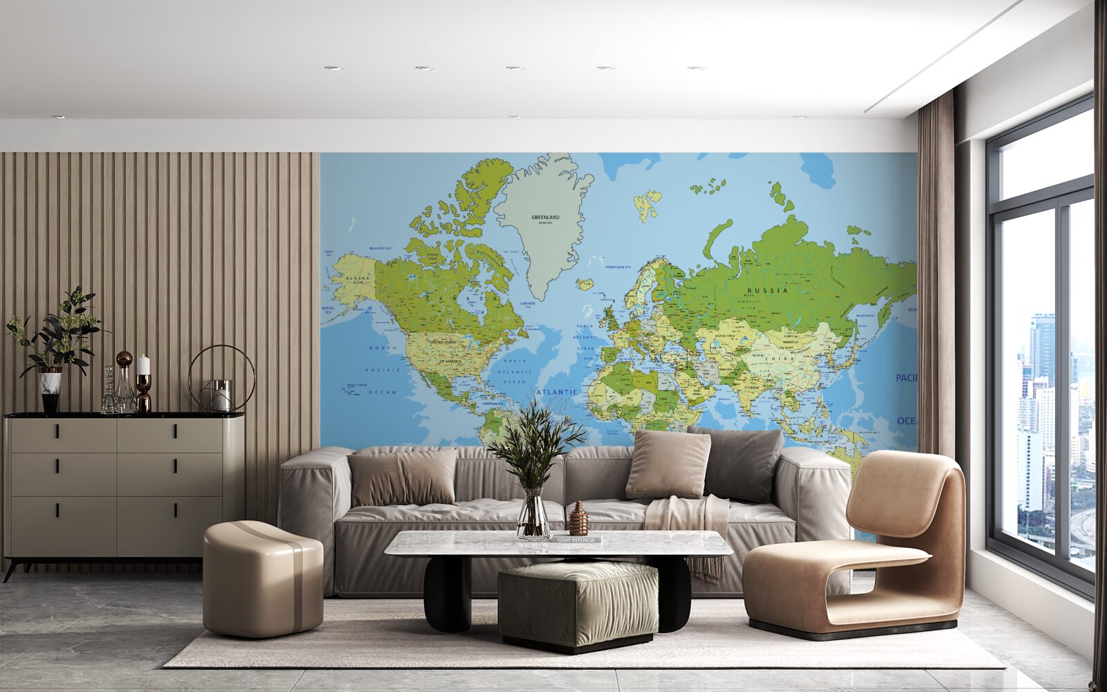 Papier peint une carte du monde avec des informations