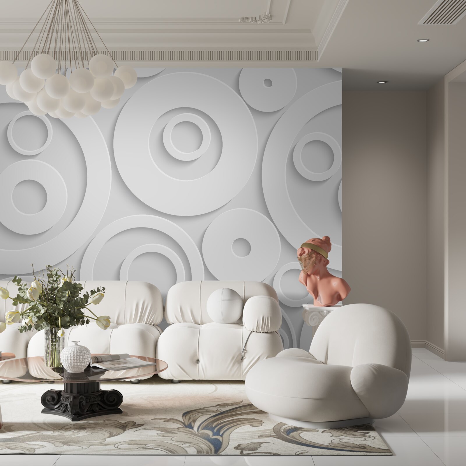 Papier peint motifs d'ombres lumineuses