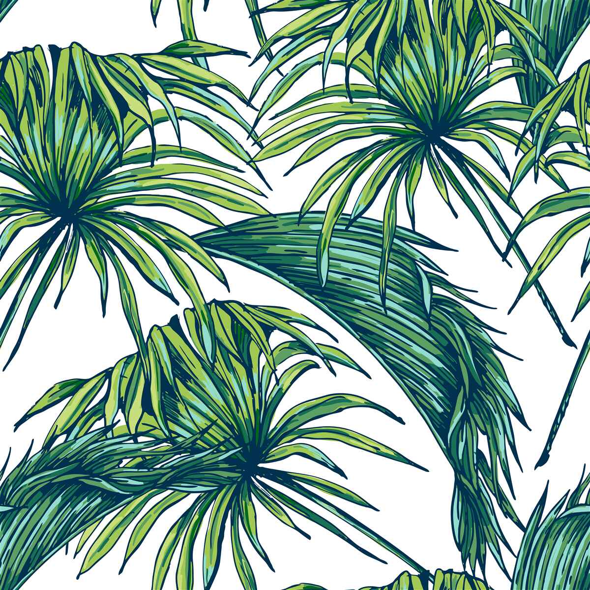 Papier peint des palmiers verts sur une surface blanche comme neige