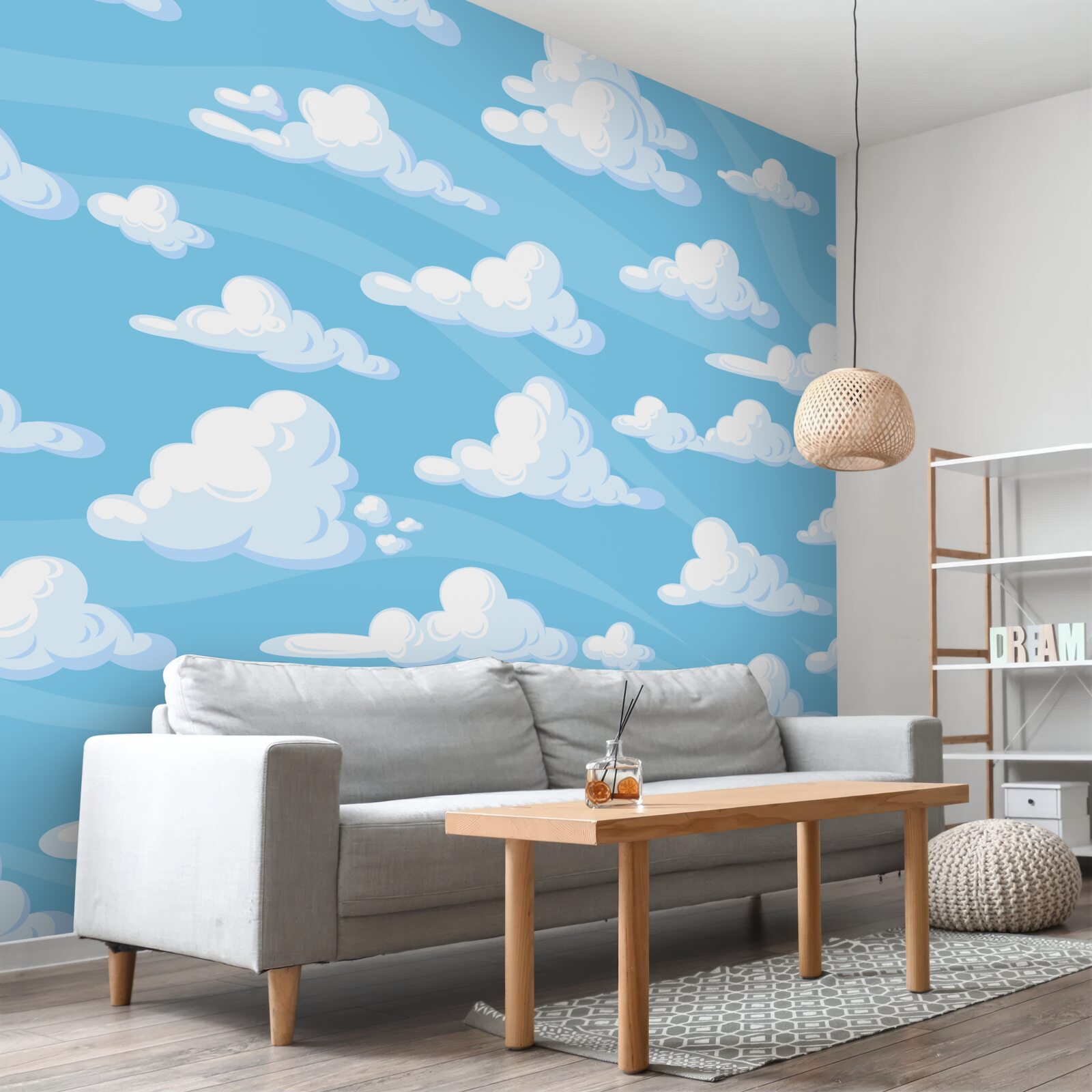 Papier peint nuages flottant dans un ciel d'azur