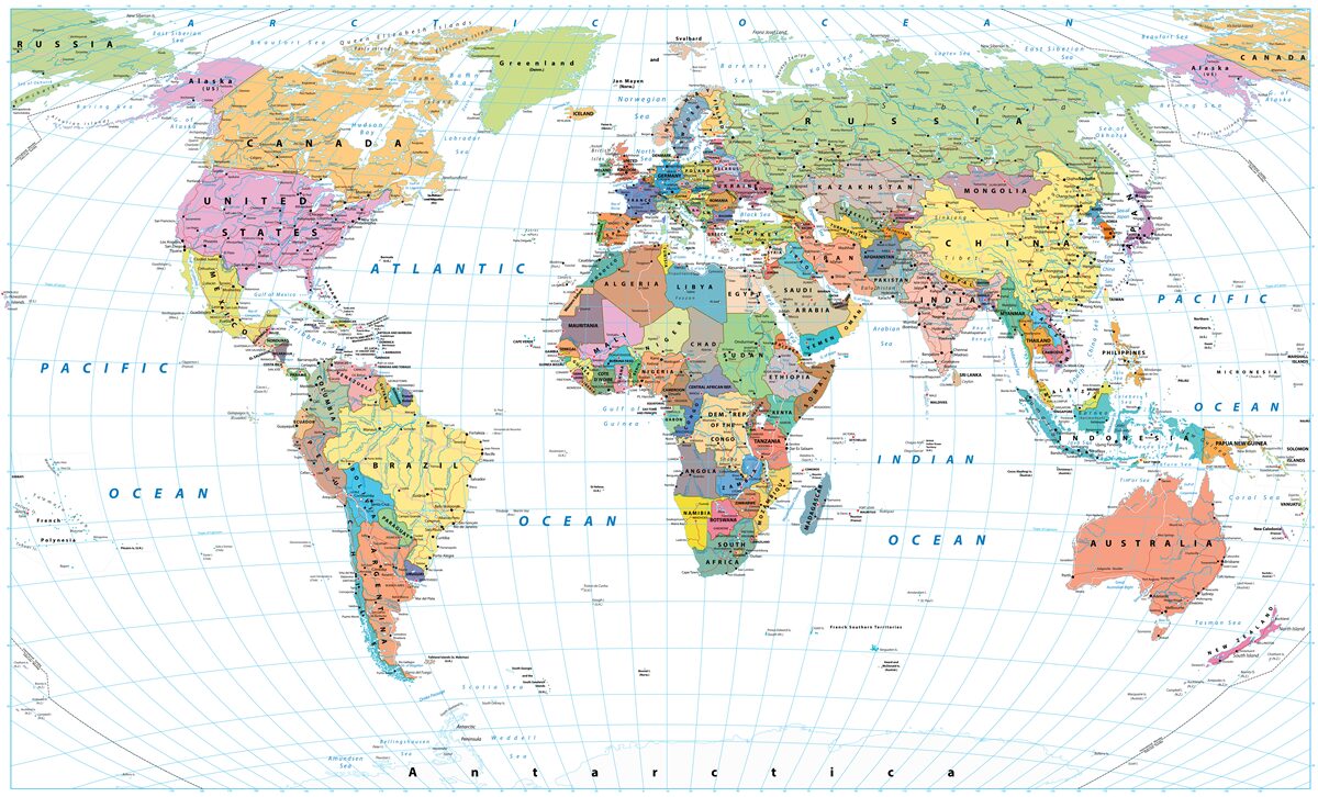 Papier peint carte géopolitique du monde