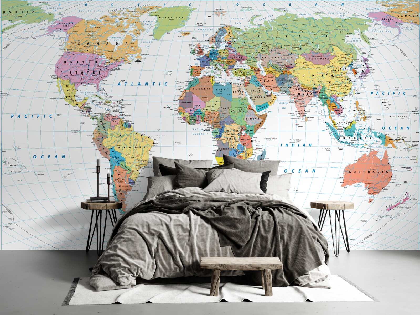 Papier peint carte géopolitique du monde