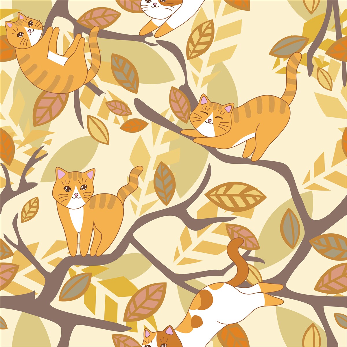 Papier peint les chats jouent dans l'arbre