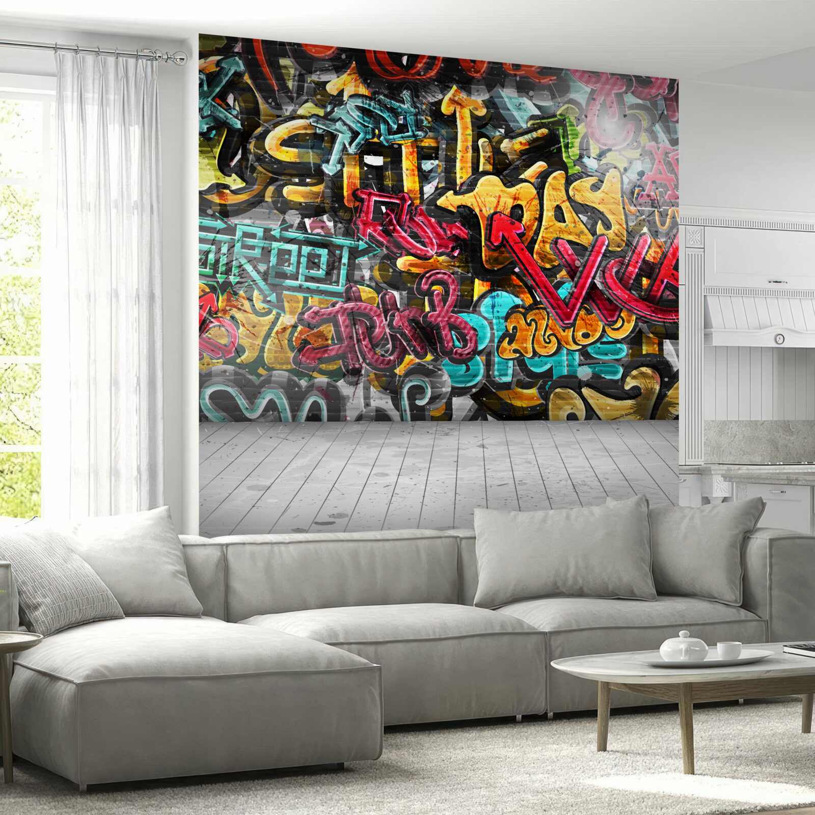 Papier peint mur couvert de graffitis