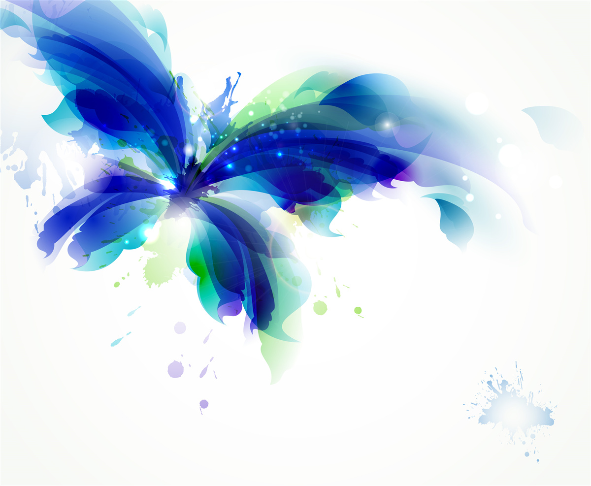 Papier peint aquarelle papillon bleu dans l'air