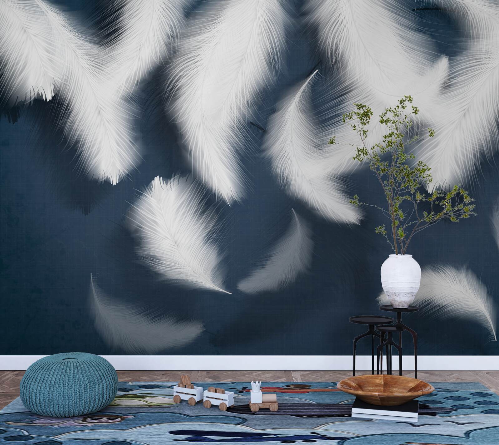 Papier peint des plumes qui semblent flotter dans l'air
