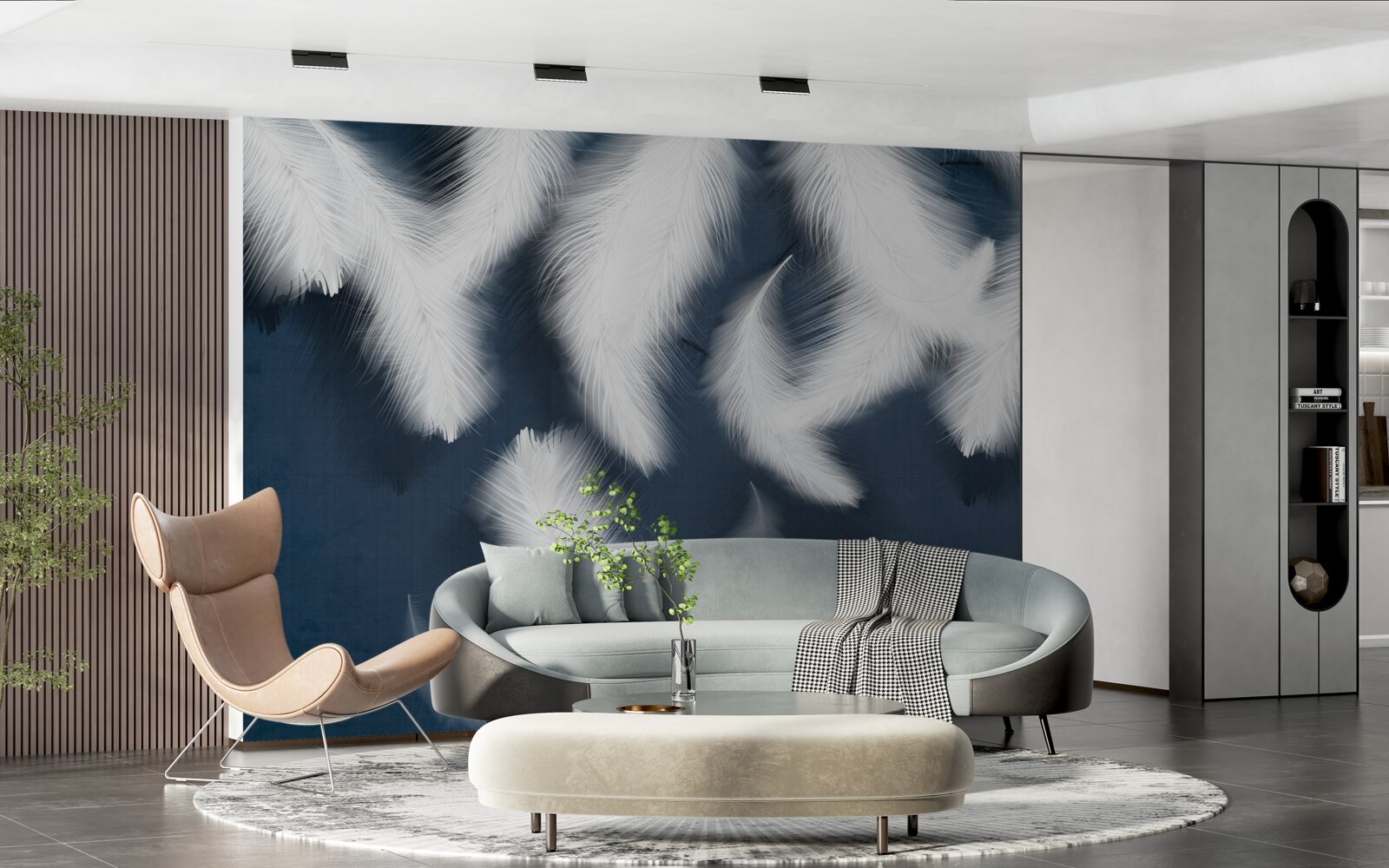 Papier peint des plumes qui semblent flotter dans l'air