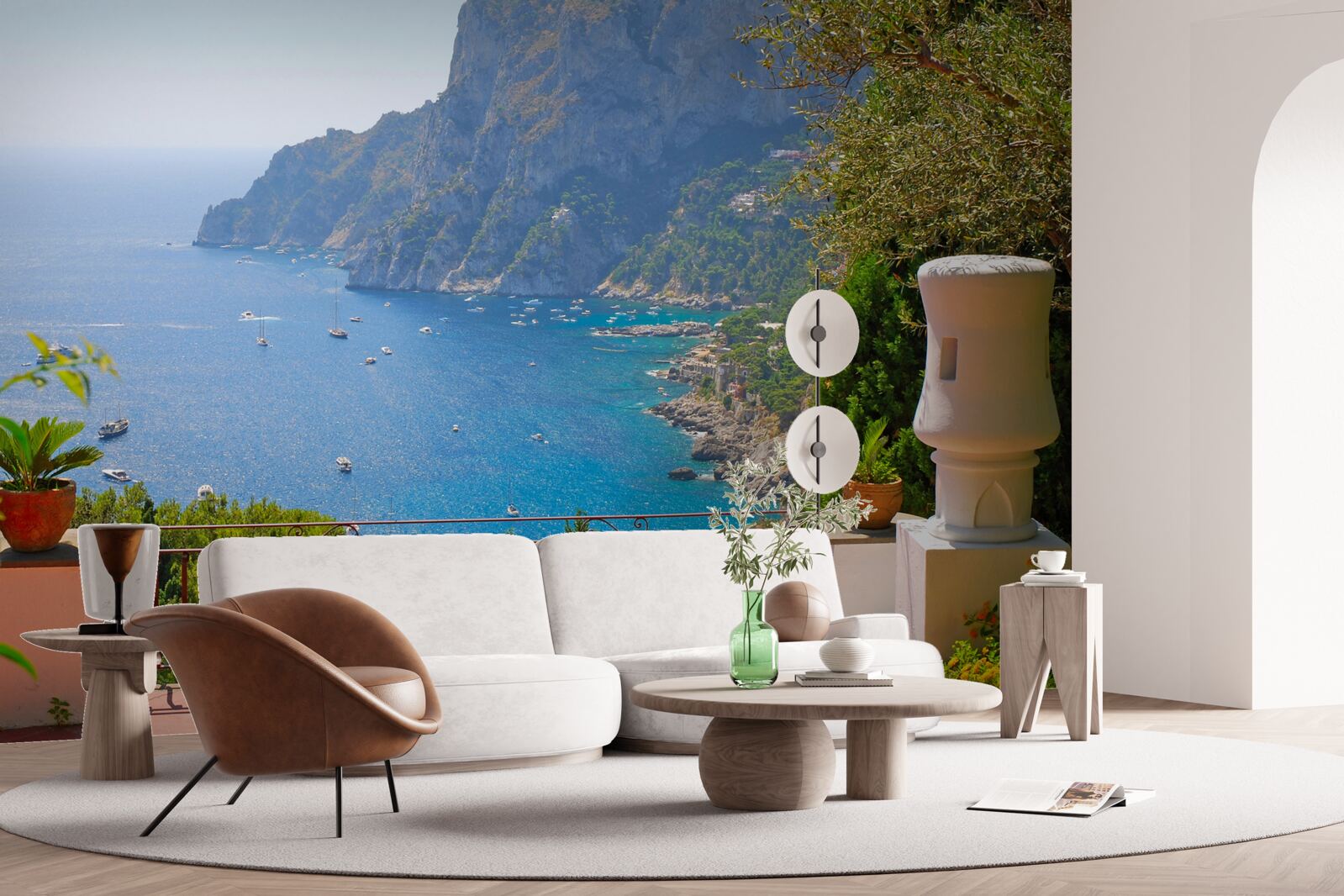 Papier peint terrasse avec vue sur les rochers et la mer