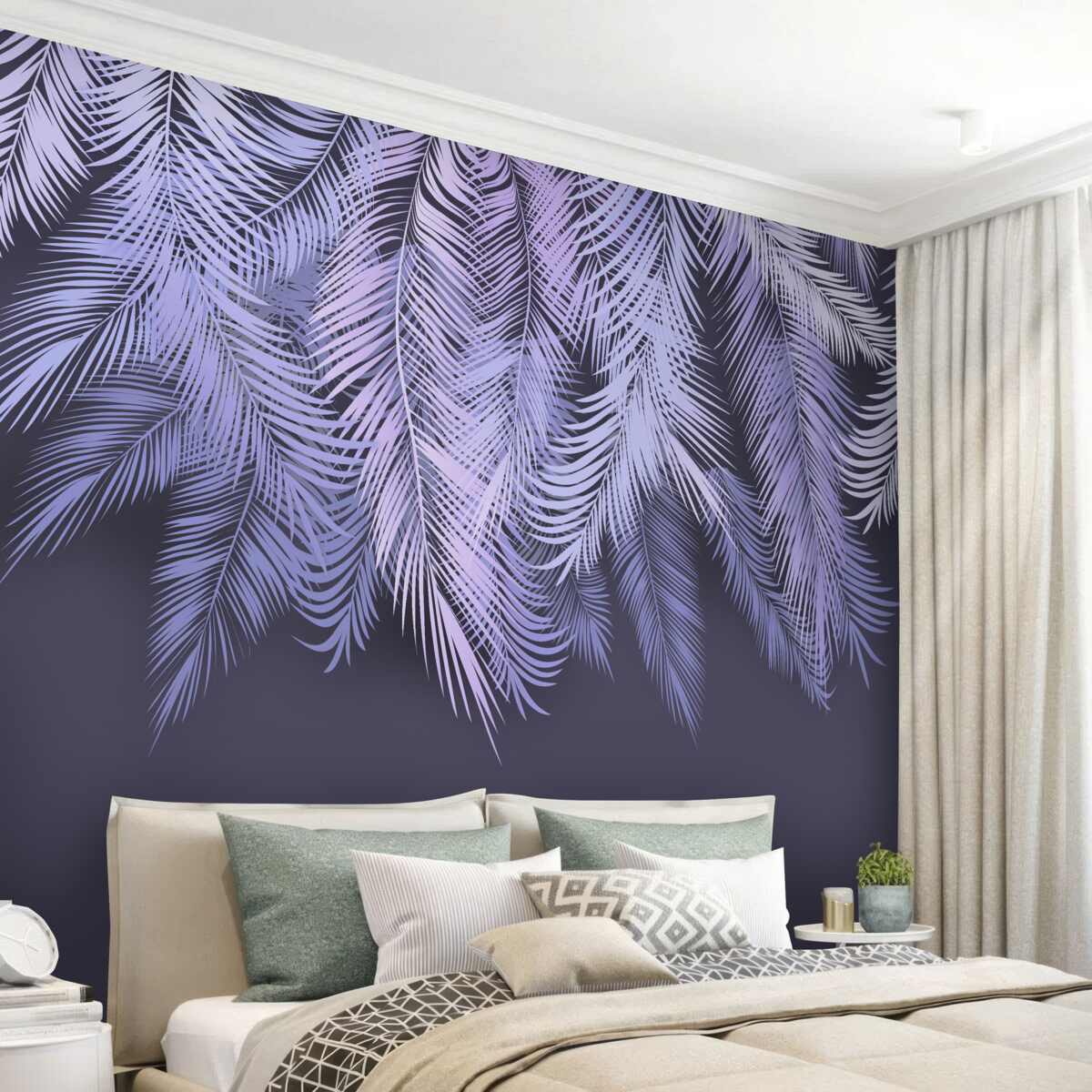 Papier peint le blanc dense des feuilles la nuit