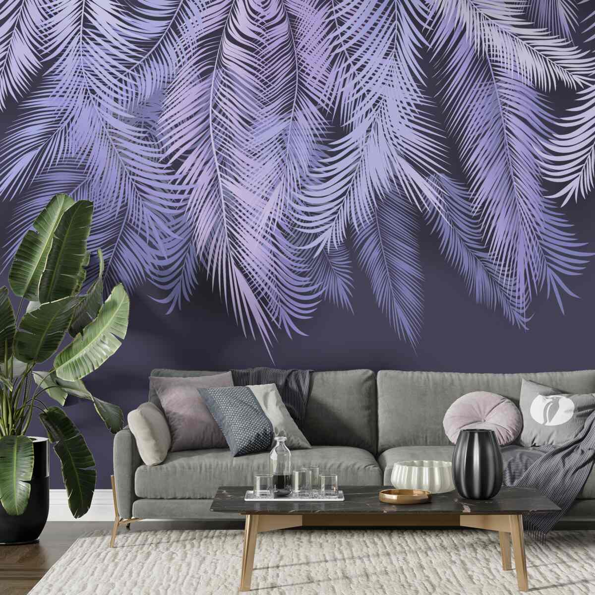 Papier peint le blanc dense des feuilles la nuit