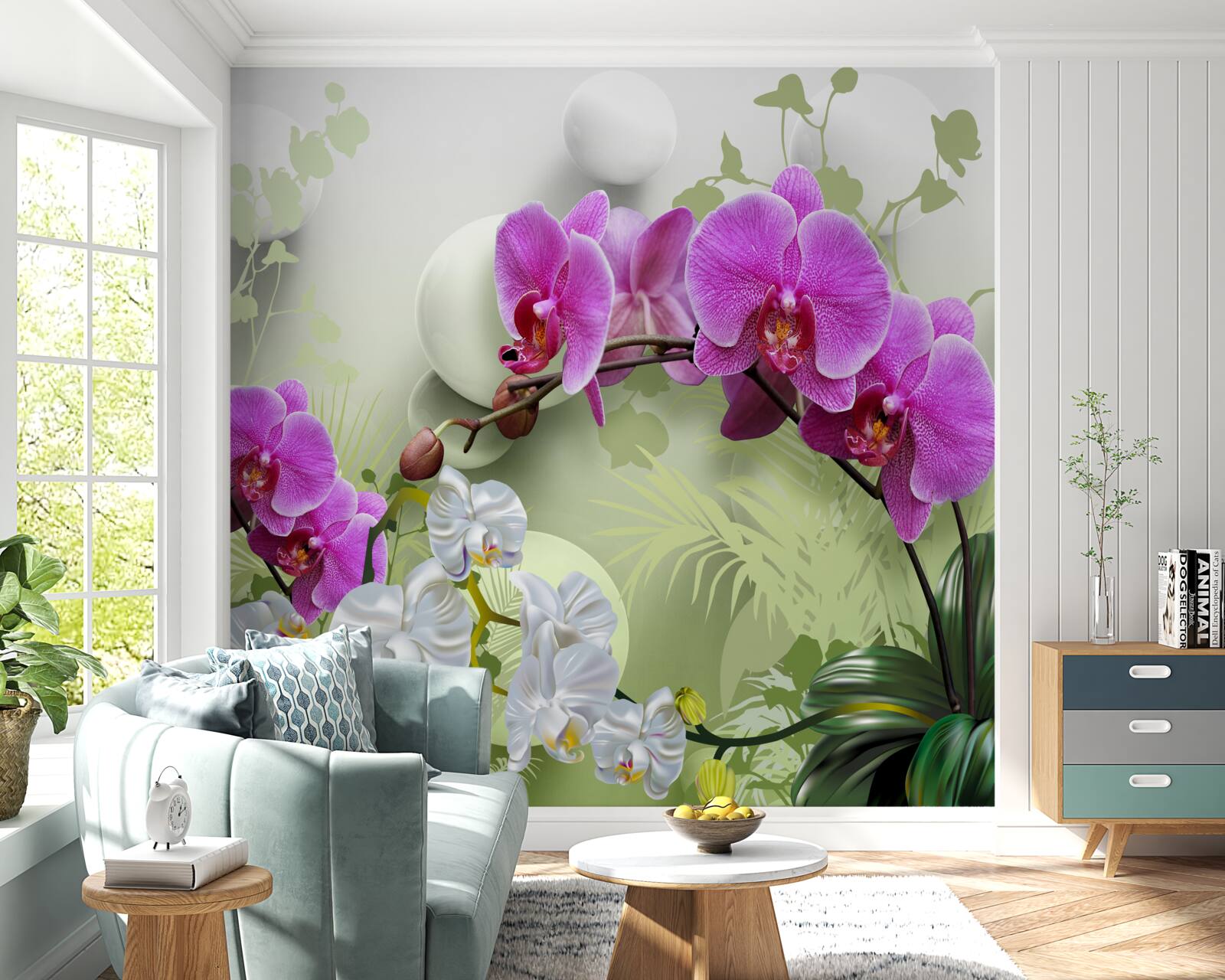 Papier peint orchidée pourpre sur des branches