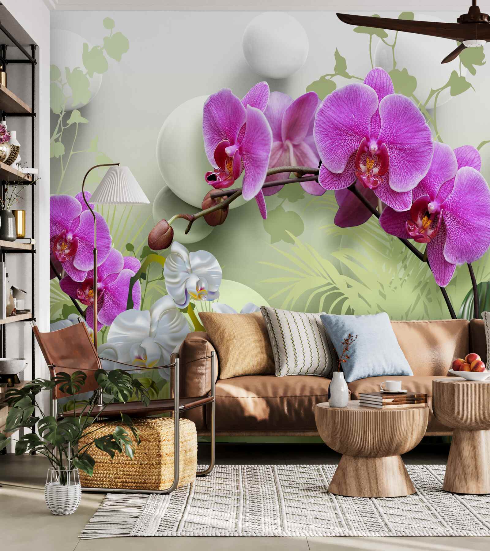 Papier peint orchidée pourpre sur des branches