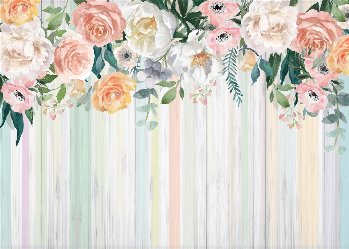 Papier peint boutons de rose inversés