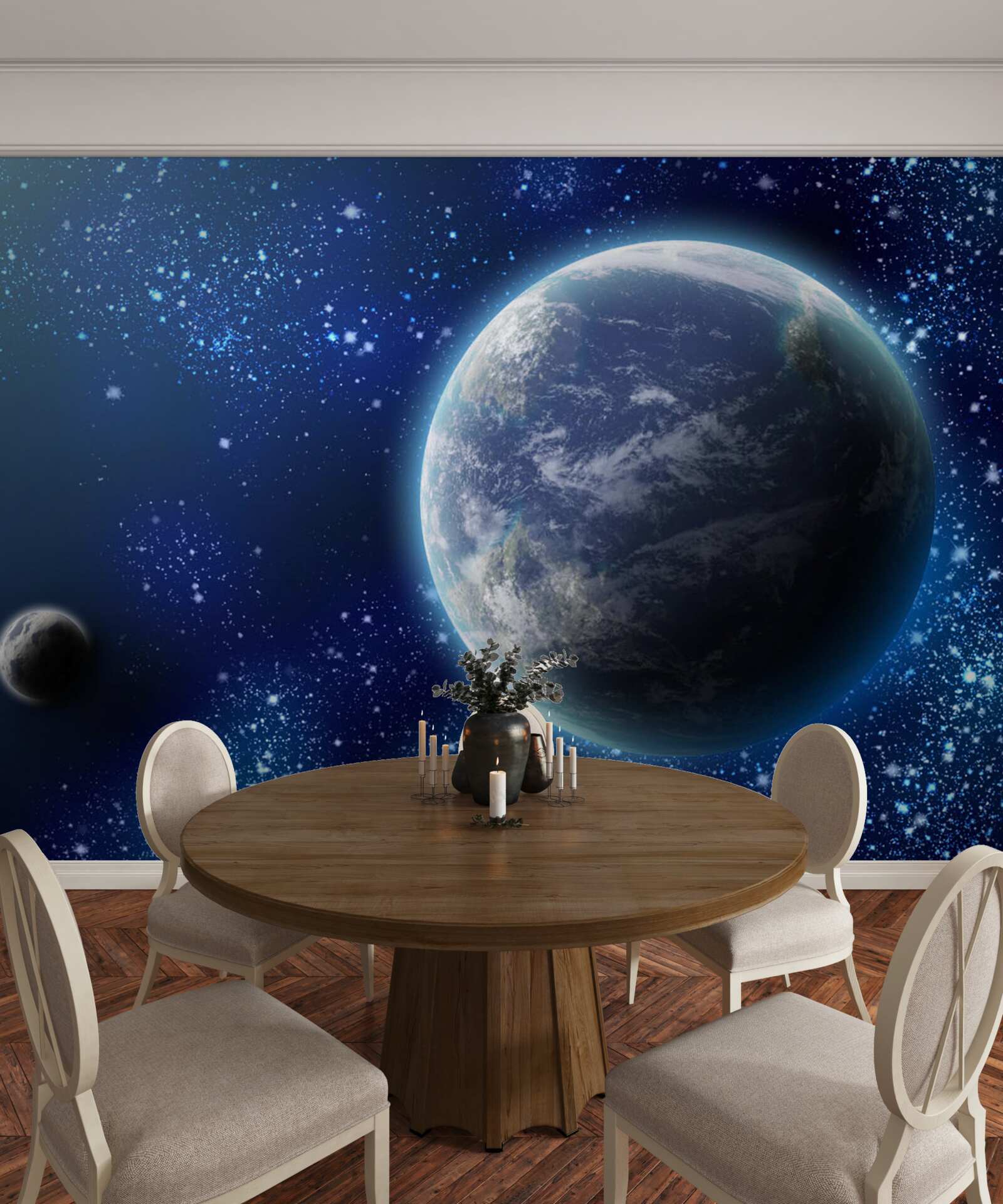 Papier peint la planète terre et son espace proche de la lumière