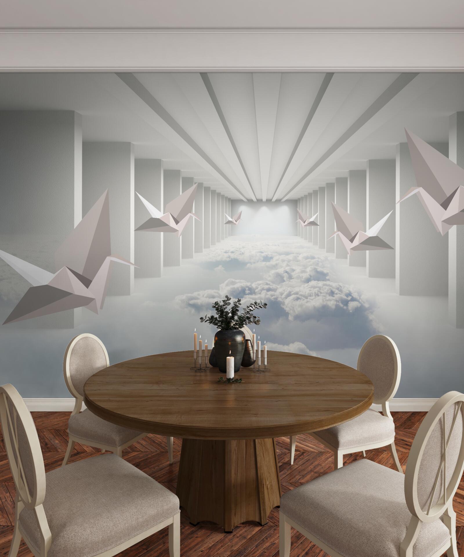 Papier peint les oiseaux dans l'abstraction et la transition