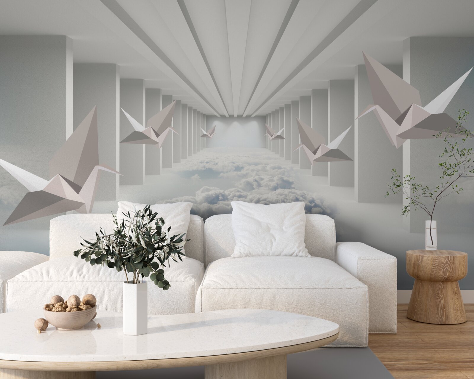 Papier peint les oiseaux dans l'abstraction et la transition