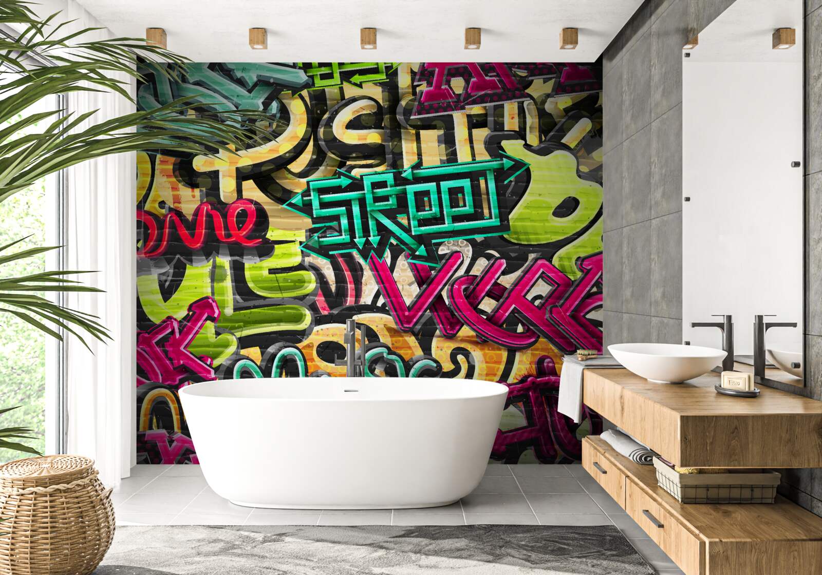 Papier peint lettrage de style graffiti