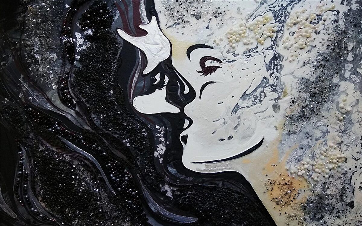 Papier peint image d'une femme et d'un homme s'embrassant