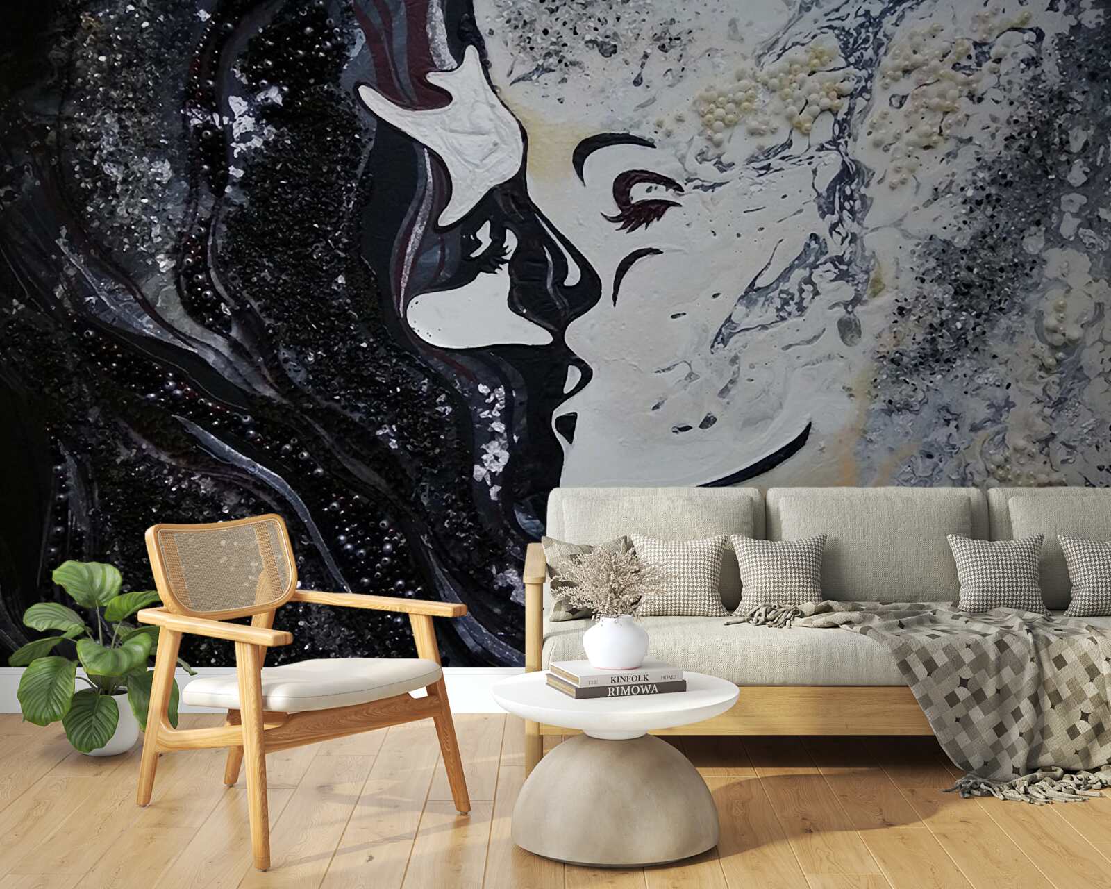 Papier peint image d'une femme et d'un homme s'embrassant