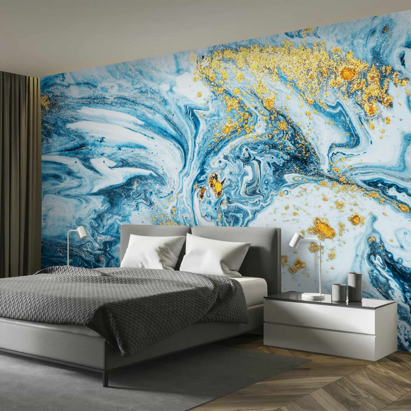 Papier peint eaux froides et boueuses avec neige
