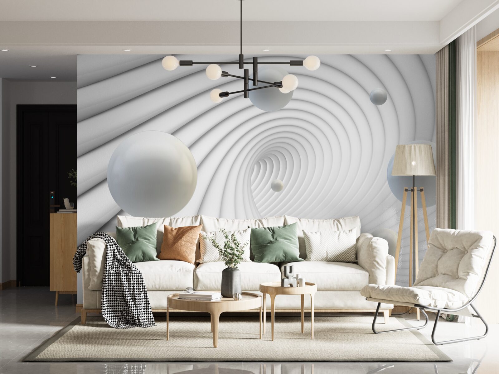 Papier peint perles flottantes dans un vortex