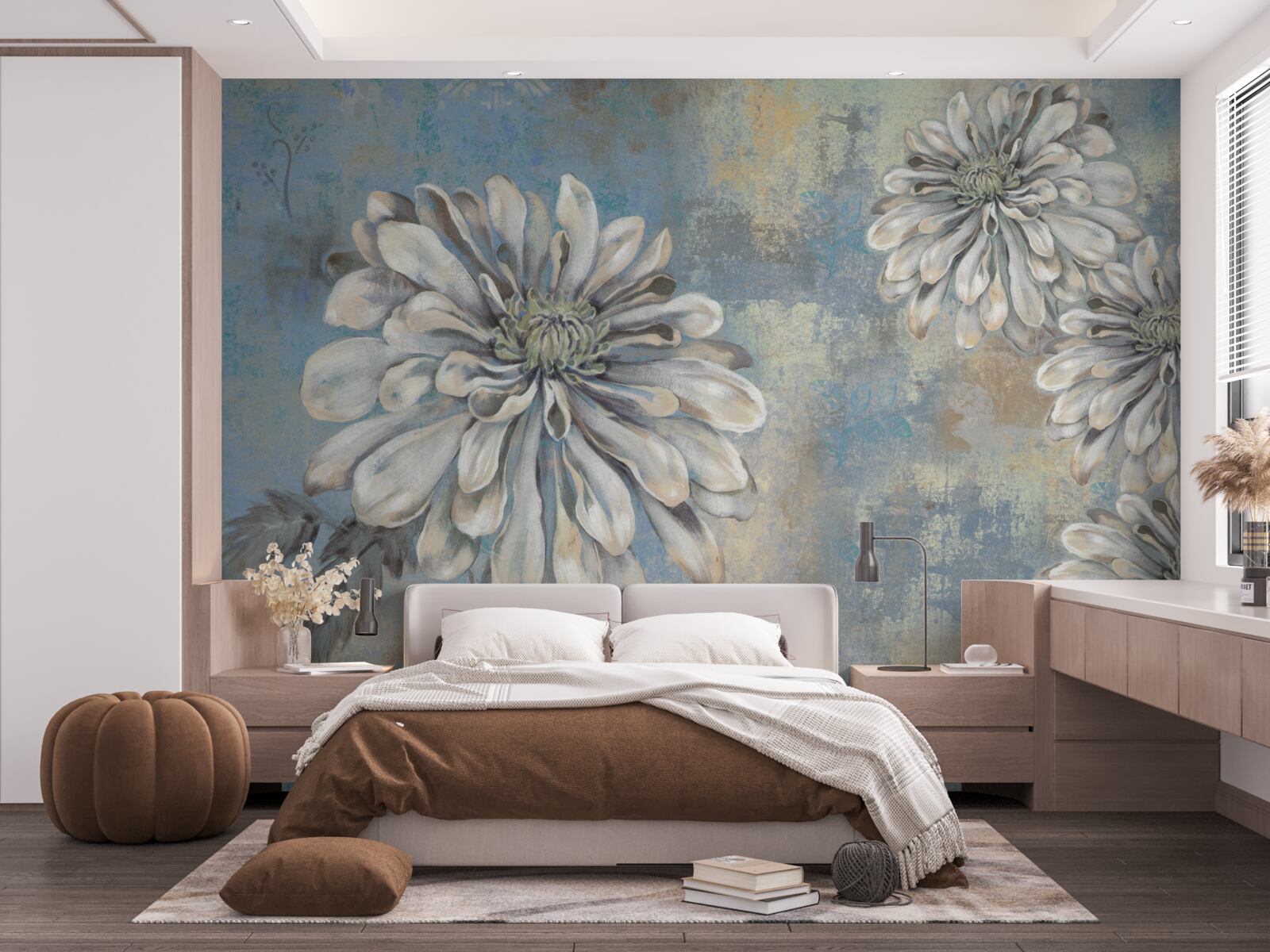 Papier peint gerberas blancs au bord de l'eau