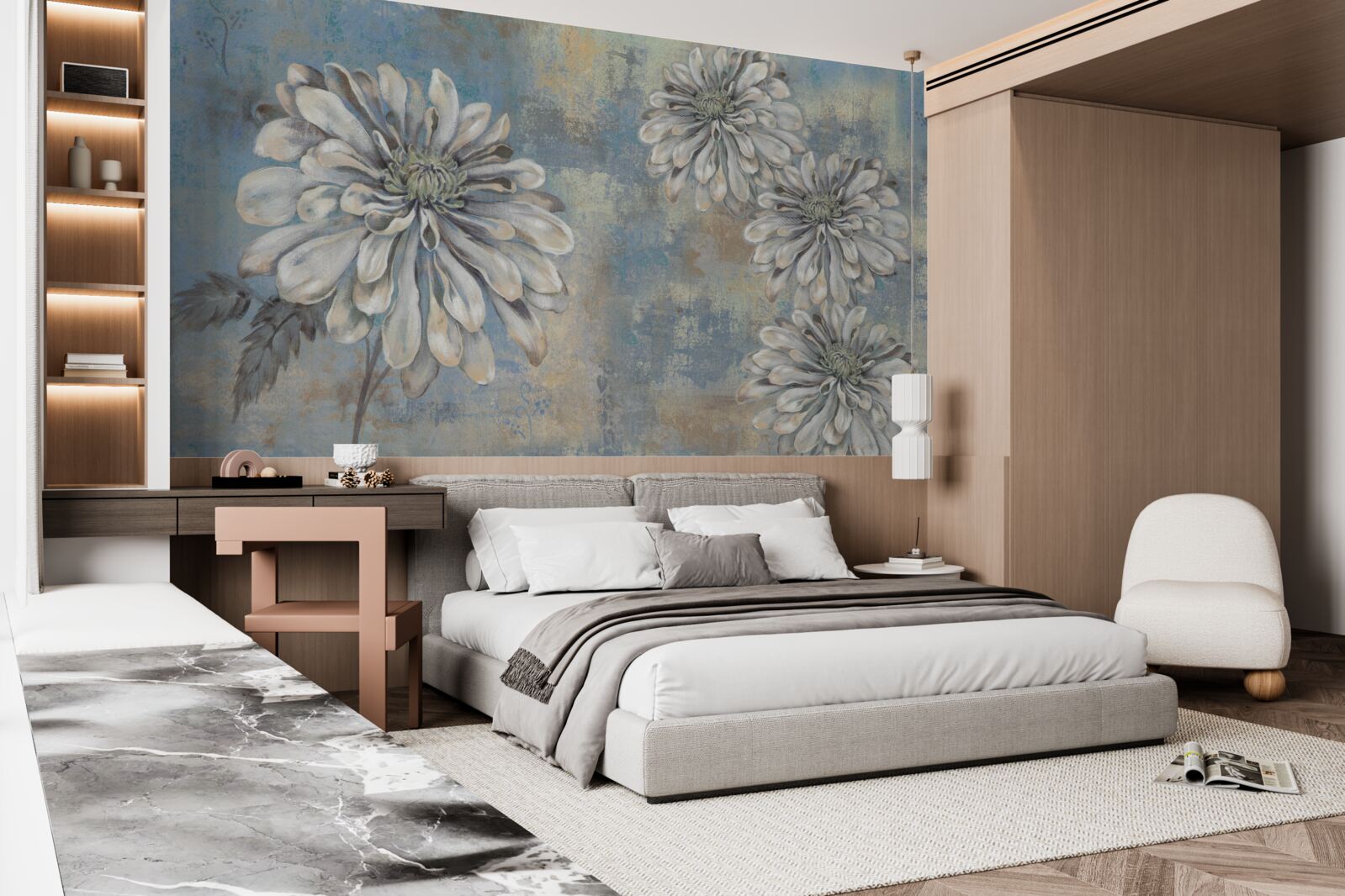 Papier peint gerberas blancs au bord de l'eau