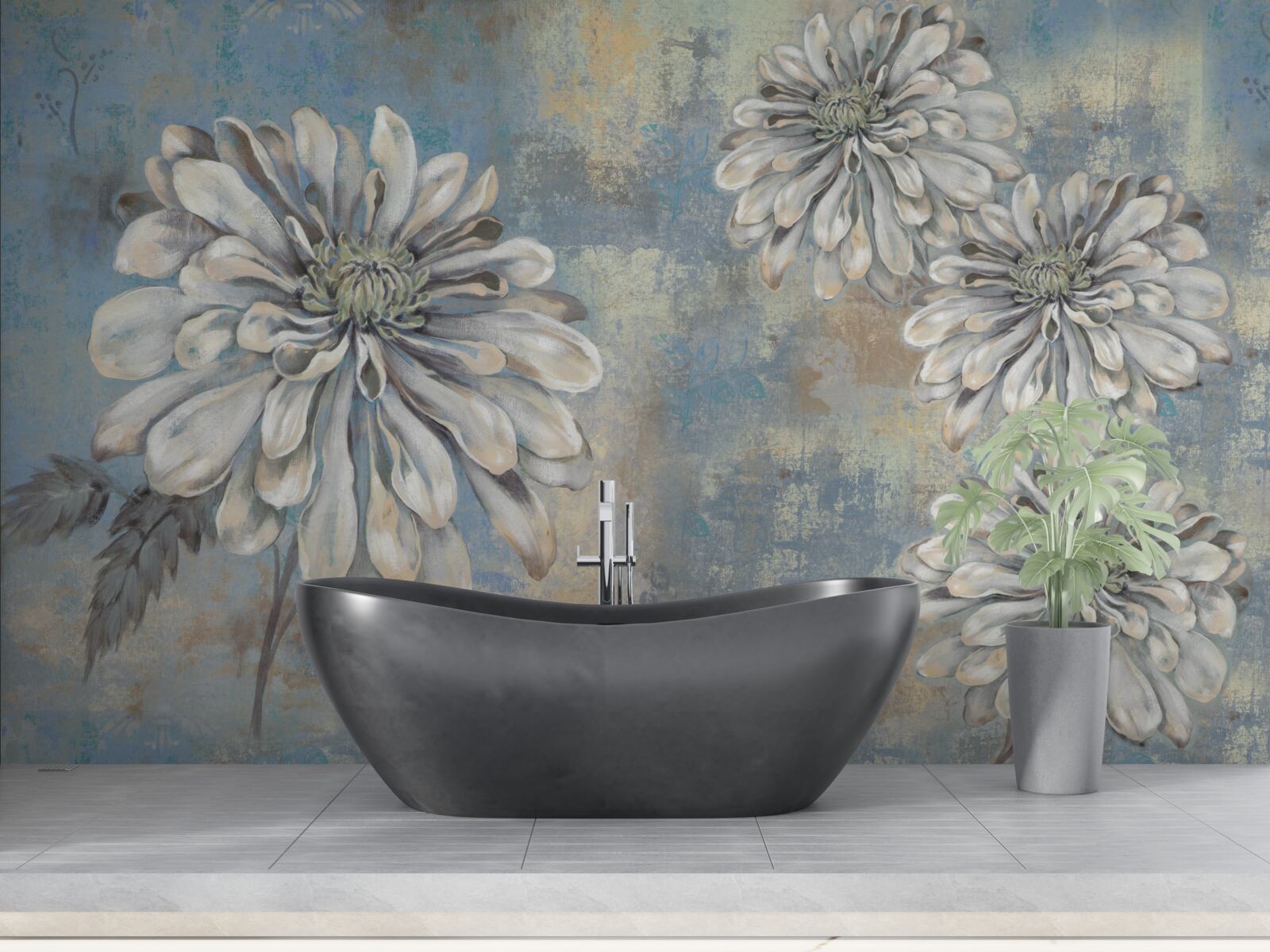 Papier peint gerberas blancs au bord de l'eau