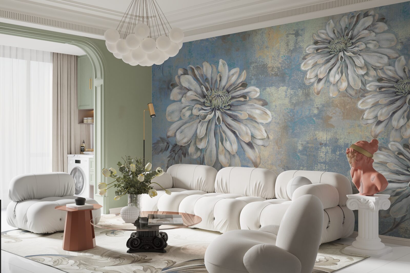 Papier peint gerberas blancs au bord de l'eau