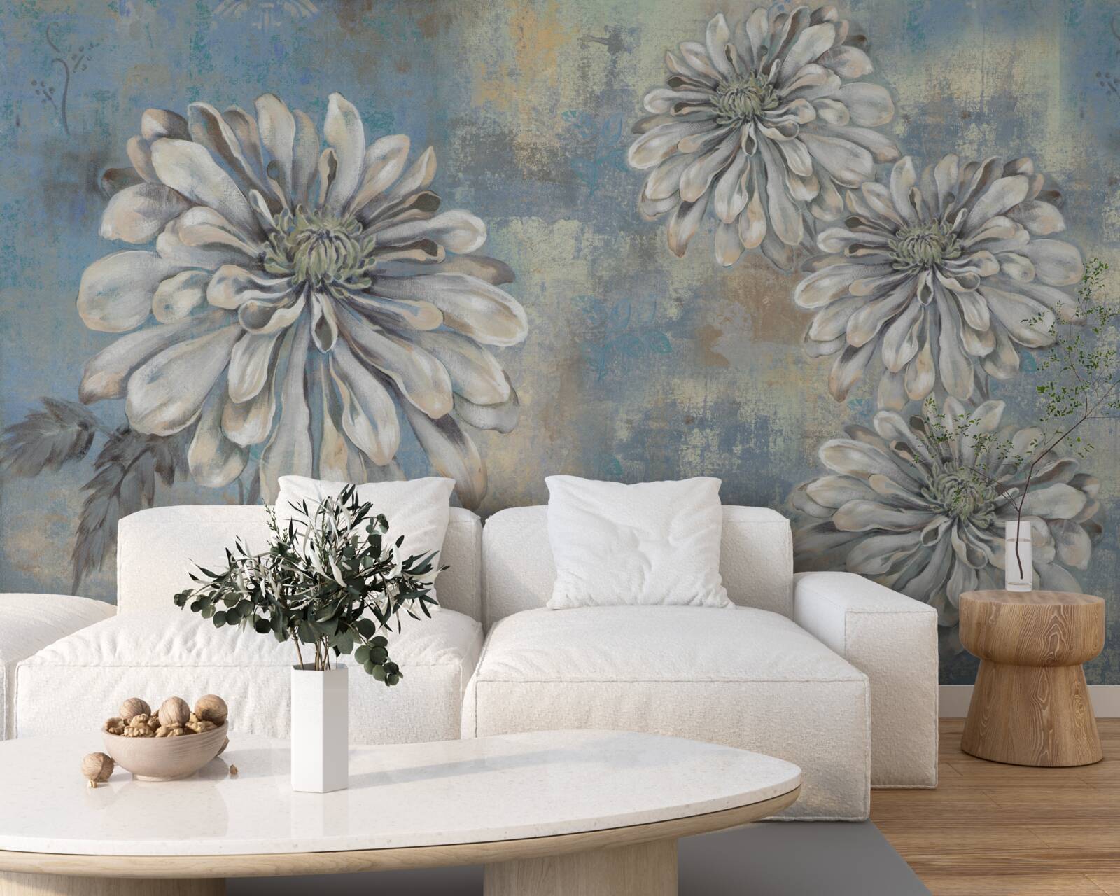 Papier peint gerberas blancs au bord de l'eau