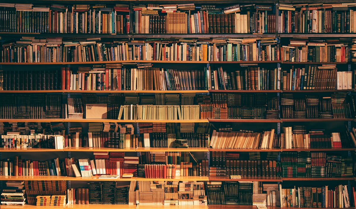 Papier peint une grande étagère remplie de nombreux livres