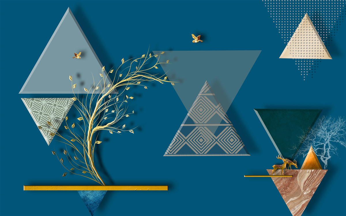 Papier peint divers triangles sur fond bleu
