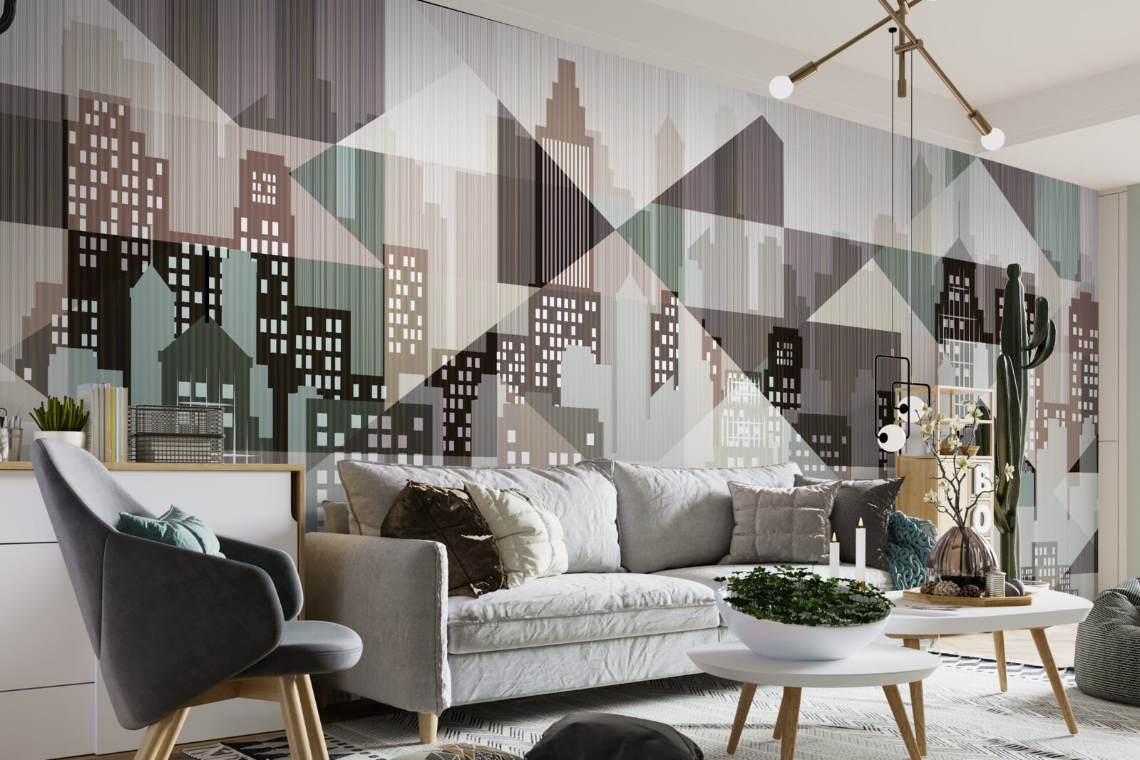 Papier peint maisons de style abstrait