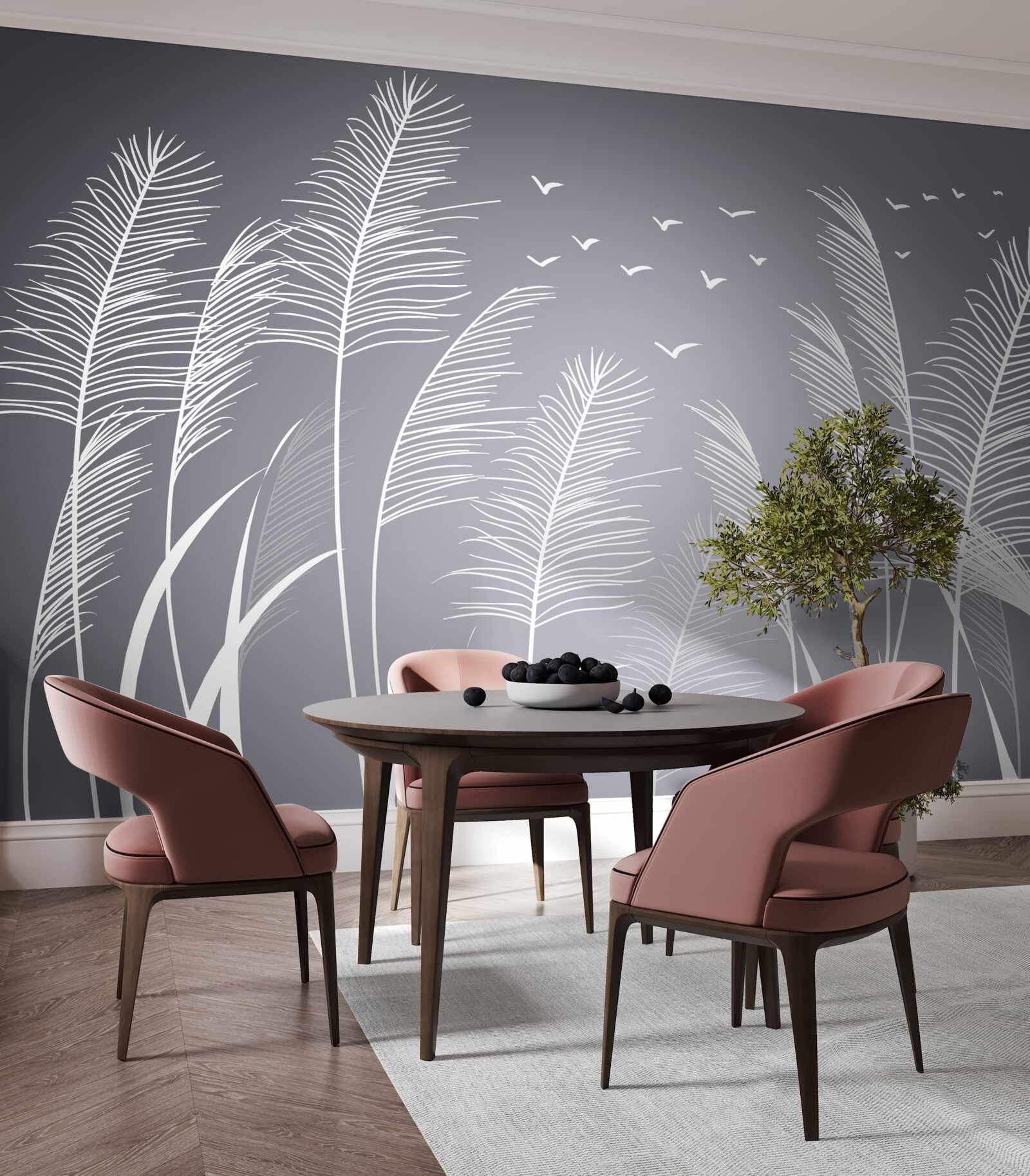 Papier peint sous les tropiques, le vent fait tomber les oiseaux de leurs branches