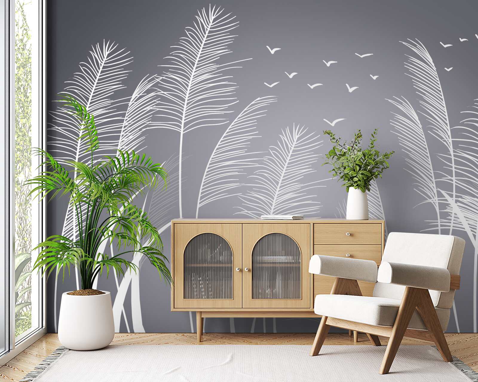 Papier peint sous les tropiques, le vent fait tomber les oiseaux de leurs branches